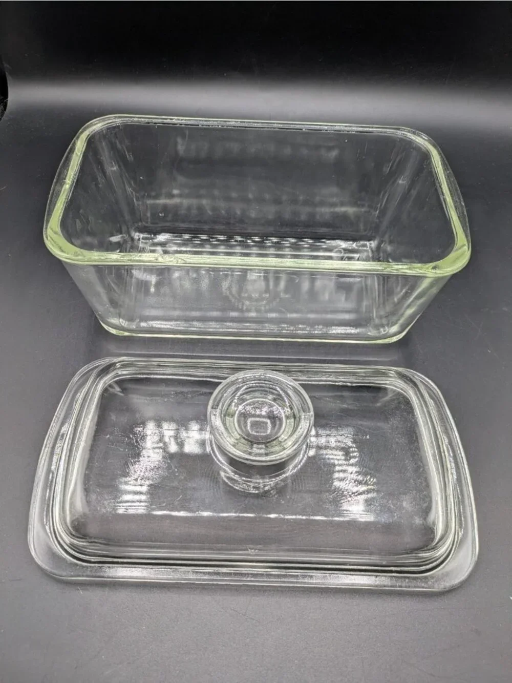 Vintage Pyrex Westinghouse Clear Glass Refrigerator Baking Dish Loaf Pan w/ Lid